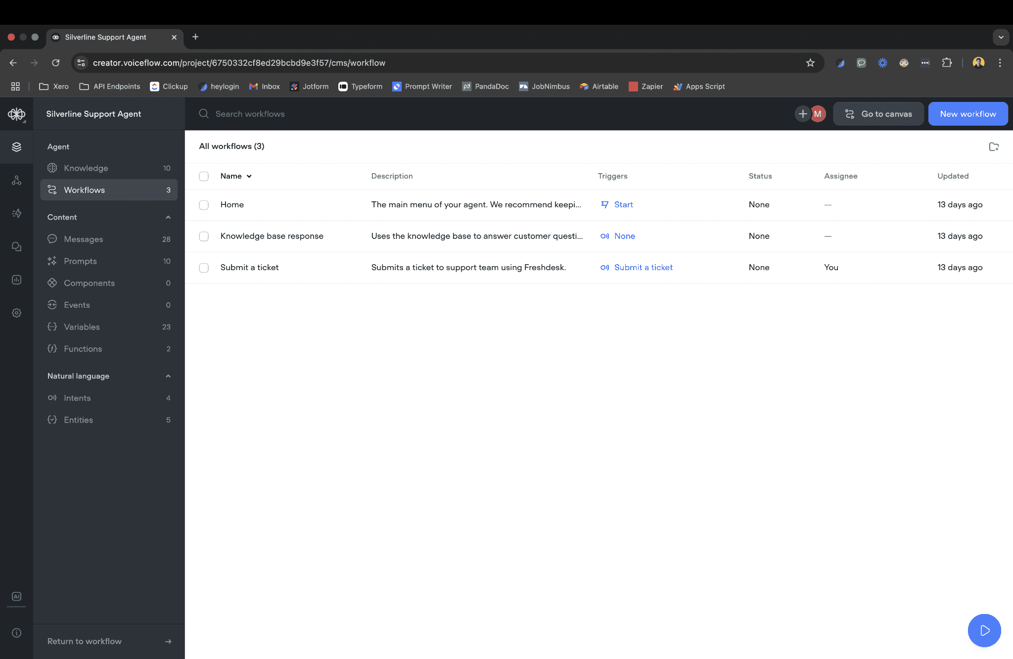 Voiceflow — workflows and agent resource overview